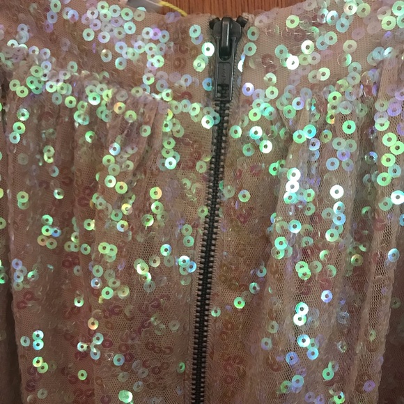 🆕 BCBGeneration Nude 💚💜💙Iridescent Sequin Skirt - Picture 5 of 7